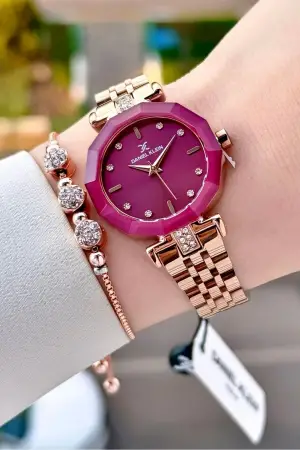 Bordo Rose Renk 30 Mm Kadın Kol Saati Ve Bileklik