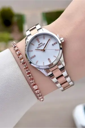 Rose Gümüş Renk 30 Mm Kadın Kol Saati Ve Bileklik