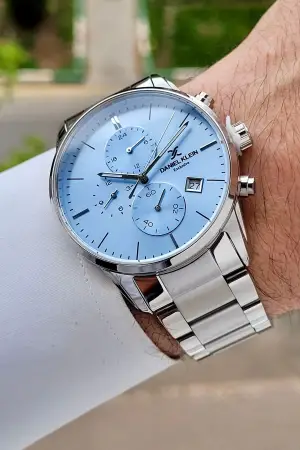 Kadranı Mavi Kordonu Gümüş Renk 42 Mm Erkek Kol Saati