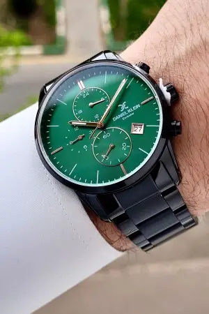 Kadranı Yeşil Kordonu Siyah Renk 42 Mm Erkek Kol Saati