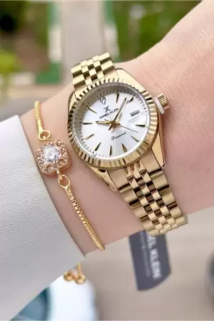 Diamond Gold Renk 28 Mm Kadın Kol Saati Ve Bileklik