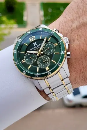 Kadranı Yeşil Kordonu Gold Gümüş Renk Iç Göstergeleri Aktif Erkek Kol Saati