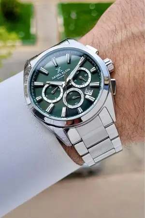 Kadranı Yeşil Kordonu Gümüş Renk Iç Göstergeleri Aktif Erkek Kol Saati