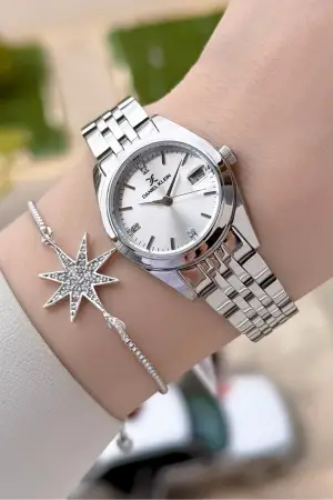 Gümüş Renk 28 Mm Kadın Kol Saati Ve Bileklik