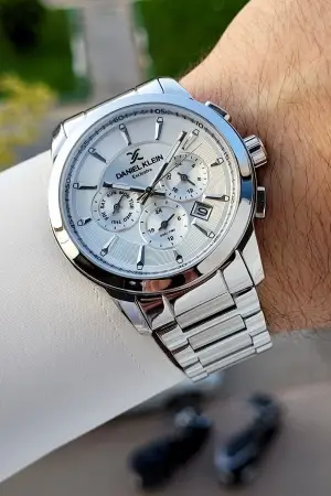 Gümüş Renk İç Göstergeleri Aktif Erkek Kol Saati