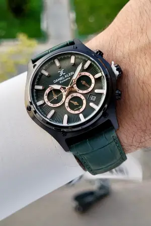 Daniel Klein DKISTE1833 Kasası Siyah Kordobu Yeşil Renk İç Göstergeleri Aktif Erkek Kol Saati