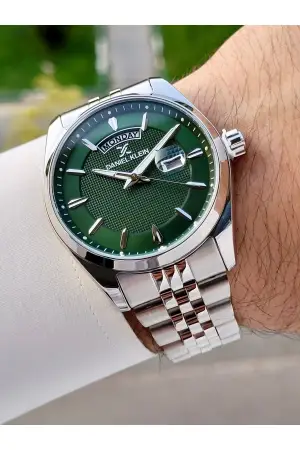 Kadranı Yeşil Kordonu Gümüş Renk İç Göstergeleri Aktif Erkek Kol Saati