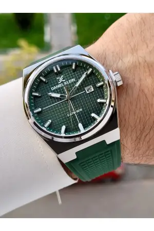 Kasası Gümüş Kordonu Yeşil Renk İç Göstergeleri Aktif Erkek Kol Saati