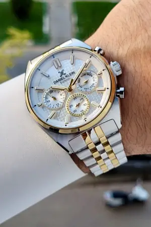 Gold Gümüş Renk İç Göstergeleri Aktif Erkek Kol Saati