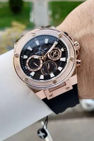 46 Mm Kasası Rose Kordonu Siyah Renk İç Göstergeleri Aktif Erkek Kol Saati