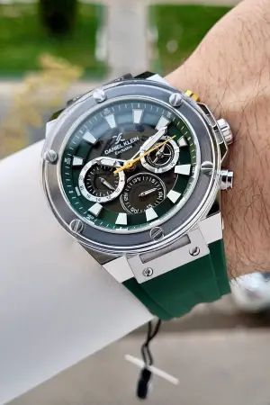 46 Mm Kasası Gümüş Kordonu Yeşil Renk İç Göstergeleri Aktif Erkek Kol Saati