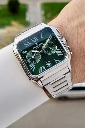 Daniel Klein DKISTE1831 Kadranı Yeşil Kordonu Gümüş Renk İç Göstergeleri Aktif Erkek Kol Saati