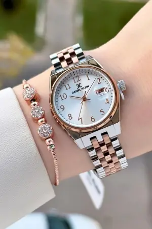 Rose Gümüş Renk 30 Mm Kadın Kol Saati ve Bileklik
