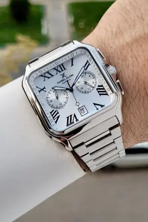 Gümüş Renk İç Göstergeleri Aktif Erkek Kol Saati