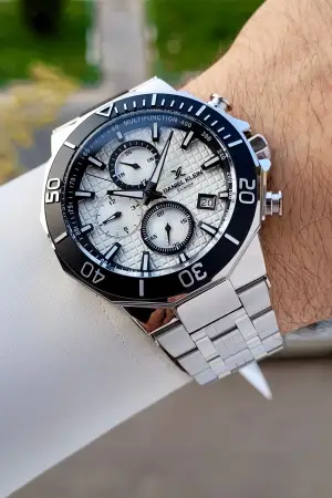 Gümüş Renk İç Göstergeleri Aktif Erkek Kol Saati