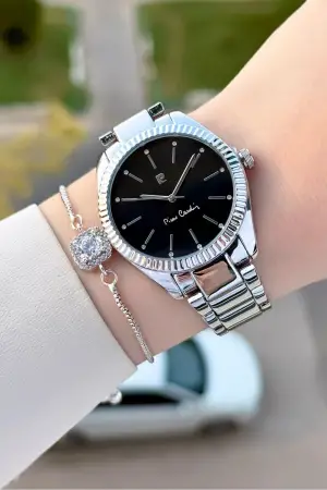 Gümüş Siyah Renk 36 mm Kadın Kol Saati