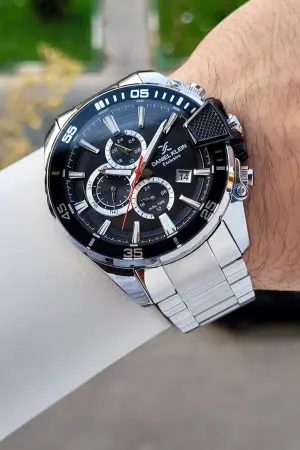 Kadranı Siyah Kordonu Gümüş Renk 47 Mm İç Göstergeleri Aktif Erkek Kol Saati