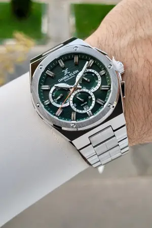 Kadranı Yeşil Kordonu Gümüş Renk İç Göstergeleri Aktif Erkek Kol Saati