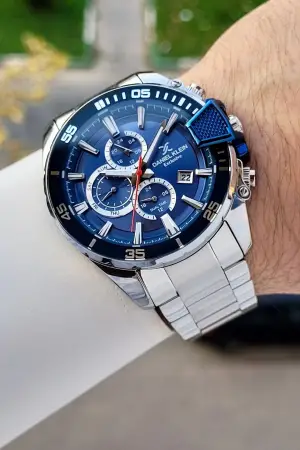 Kadranı Lacivert Kordonu Gümüş Renk 47 Mm İç Göstergeleri Aktif Erkek Kol Saati