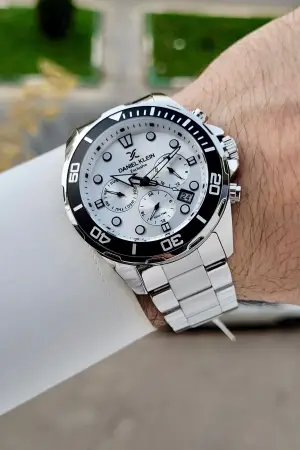 Gümüş Renk İç Göstergeleri Aktif Erkek Kol Saati