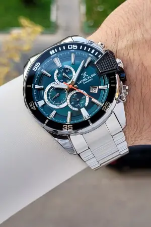 Kadranı Petrol Mavisi Kordonu Gümüş Renk 47 Mm İç Göstergeleri Aktif Erkek Kol Saati