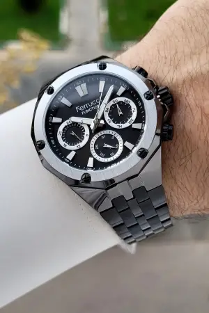 Rakamları Gümüş Kordonu Siyah Renk İç Göstergeleri Aktif 45 Mm Erkek Kol Saati