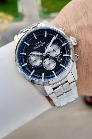 42 Mm Kadranı Lacivert Kordonu Gümüş Renk İç Göstergeleri Aktif Erkek Kol Saati