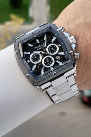 Kadranı Siyah Kordonu Gümüş Renk İç Göstergelri Aktif 40 Mm Erkek Kol Saati