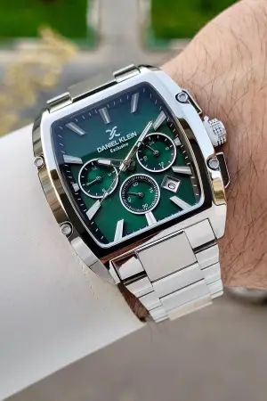 Kadranı Yeşil Kordonu Gümüş Renk İç Göstergeleri Aktif Erkek Kol Saati