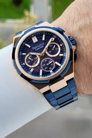Ferrucci FCISTE407 43 Mm Kadranı Rose Kordonu Lacivert Renk İç Göstergeleri Aktif Erkek Kol Saati