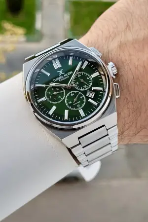 Kadranı Yeşil Kordonu Gümüş Renk 43 Mm İç Göstergeleri Aktif Erkek Kol Saati