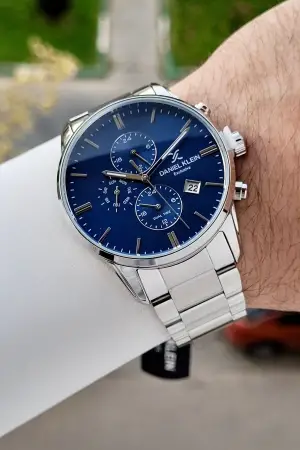 Kadranı Lacivert Kordonu Gümüş Renk 42 Mm İç Göstergeleri Aktif Erkek Kol Saati