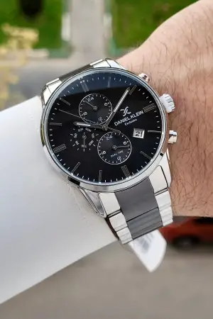 Gümüş Siyah Renk 42 Mm İç Göstergeleri Aktif Erkek Kol Saati