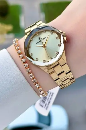 Gold Renk 33 Mm Kadın Kol Saati ve Bileklik