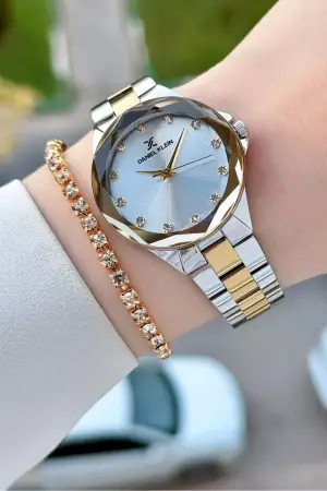 Gold Gümüş Renk 33 Mm Kadın Kol Saati ve Bileklik