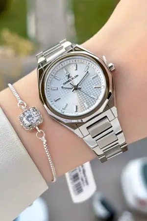 Gümüş Renk 33 Mm Kadın Kol Saati ve Bileklik