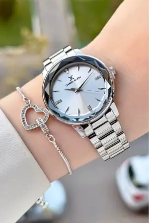 Gümüş Renk 34 Mm Kadın Kol Saati ve Bileklik