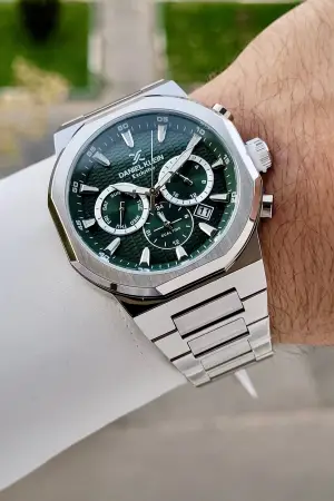 Kadranı Yeşil Kordonu Gümüş Renk 43 Mm İç Göstergeleri Aktif Erkek Kol Saati