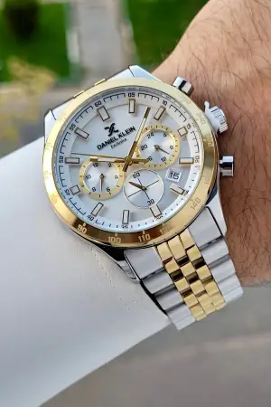 Gold Gümüş Renk İç Göstergeleri Aktif Erkek Kol Saati