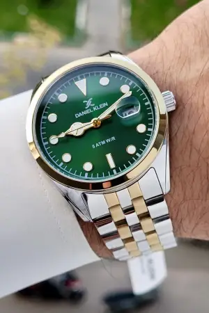 Kadranı Yeşil Kordonu Gold Gümüş Renk İç Göstergeleri Aktif Hediye Paketli Erkek Kol Saati