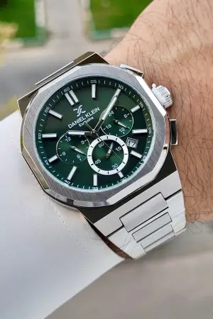 Kadranı Yeşil Kordonu Gümüş Renk İç Göstergeleri Aktif Hediye Paketli Erkek Kol Saati