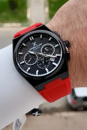 Kasası Siyah Kordonu Kırmızı Renk 44 Mm Göstergeleri Aktif Erkek Kol Saati