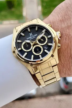 Kadranı Siyah Kordonu Gold Renk 44 Mm Göstergeleri Aktif Erkek Kol Saati