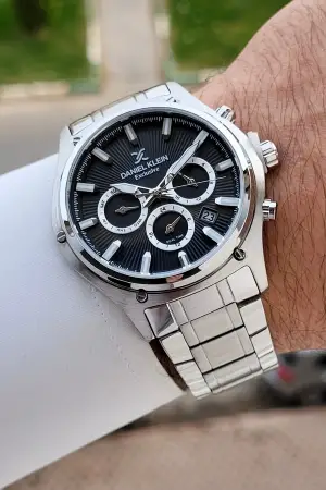 Kadranı Siyah Kordonu Gümüş Renk 44 Mm Göstergeleri Aktif Erkek Kol Saati