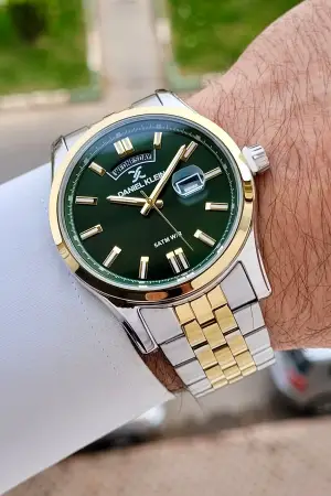 Kadranı Yeşil Kordonu Gold Gümüş Renk 43 mm Erkek Kol Saati