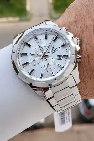 Gümüş Renk 46 Mm İç Göstergeleri Aktif Fonksiyonlu Erkek Kol Saati