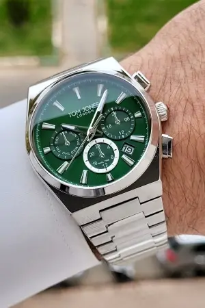 Kadranı Yeşil Kordonu Gümüş Renk 42 mm Erkek Kol Saati