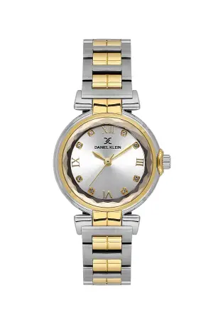 Gold Gümüş Renk 30 Mm Kristal Cam Kadın Kol Saati ve Hediye Bileklik