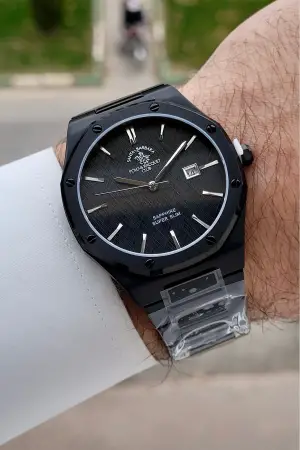 Siyah Renk 41 mm Renk Atmaz Oksitlenmez Çelik Erkek Kol Saati