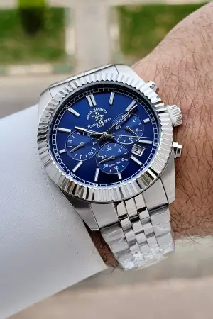 Kadranı Lacivert Kordonu Gümüş Renk 41 mm Renk Atmaz Oksitlenmez Çelik Erkek Kol Saati